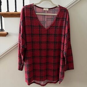 Be Stage Red Plaid Sweater Top – Size Large